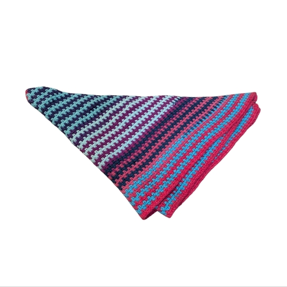 Handmade Wrap Crocheted Colorful Triangle Shawl 28x60 - Picture 2 of 5